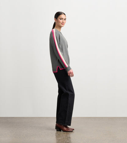 Contrast Trim Sweater - Charcoal - Hatley Women