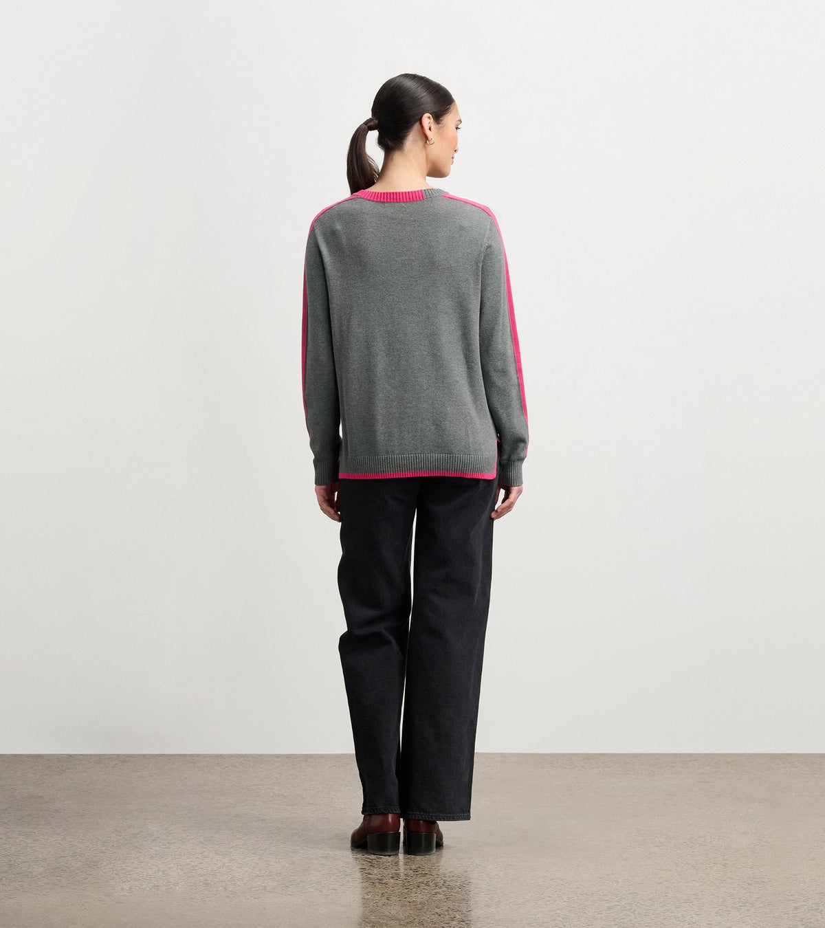 Contrast Trim Sweater - Charcoal - Hatley Women