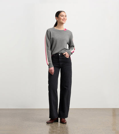 Contrast Trim Sweater - Charcoal - Hatley Women
