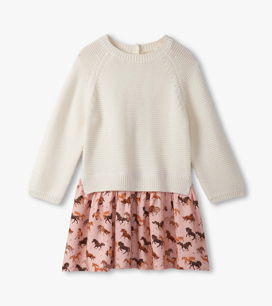 Baby & Toddler Girls Tinsel Horses Mixed Media Sweater Dress - Hatley Baby & Toddler
