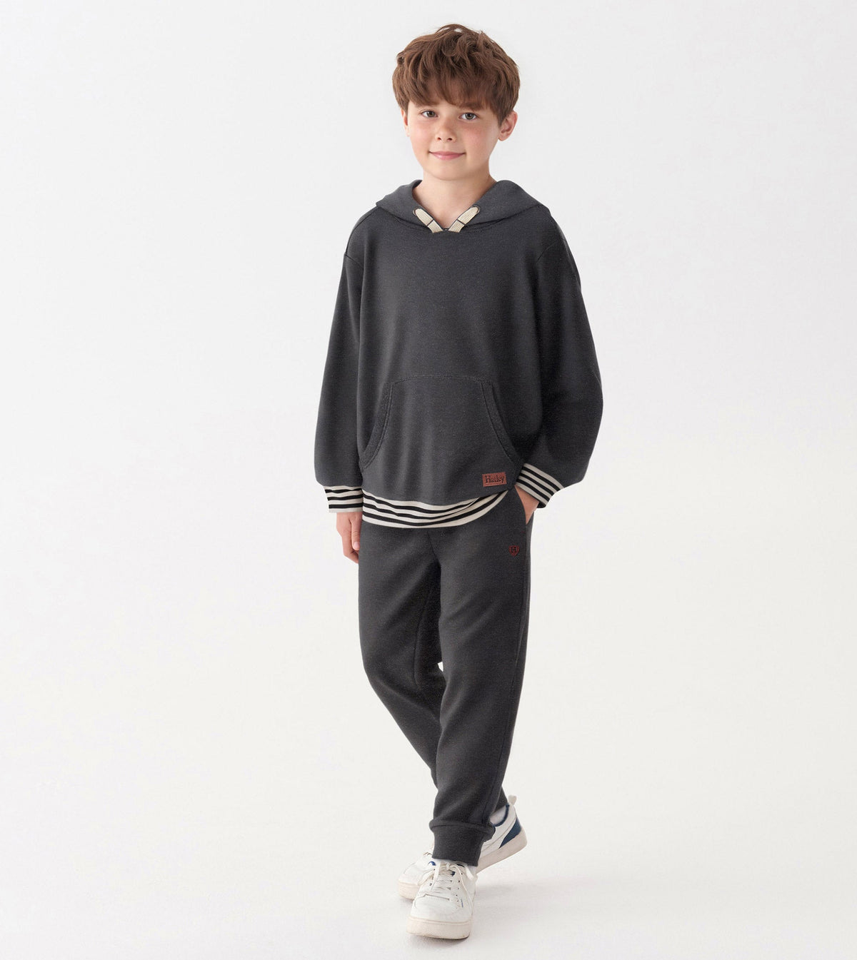 Boys Charcoal Melange Pullover Hoodie - Hatley Boys