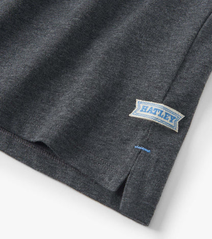 Boys Blue and Grey Color Block Long Sleeve Polo Shirt - Hatley Boys