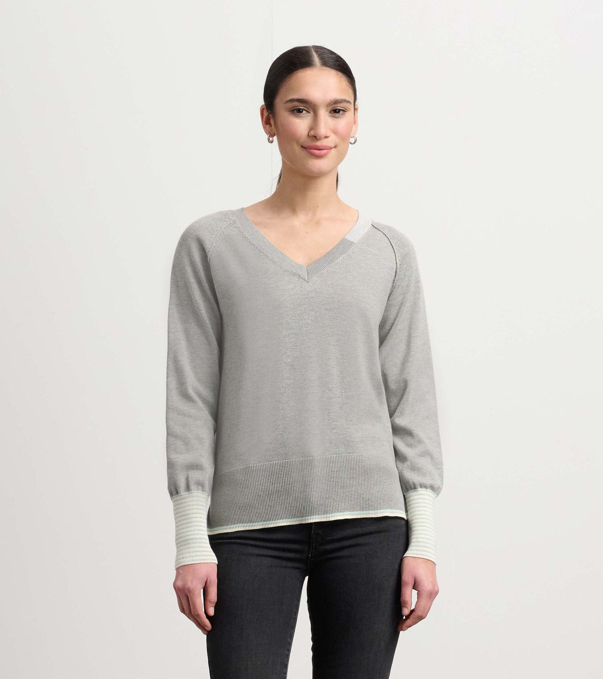 Cary V-Neck Sweater - Charcoal Melange - Hatley Women