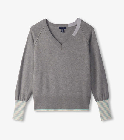 Cary V-Neck Sweater - Charcoal Melange - Hatley Women