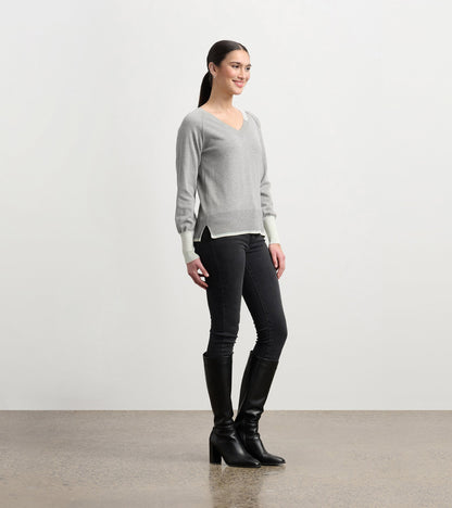 Cary V-Neck Sweater - Charcoal Melange - Hatley Women
