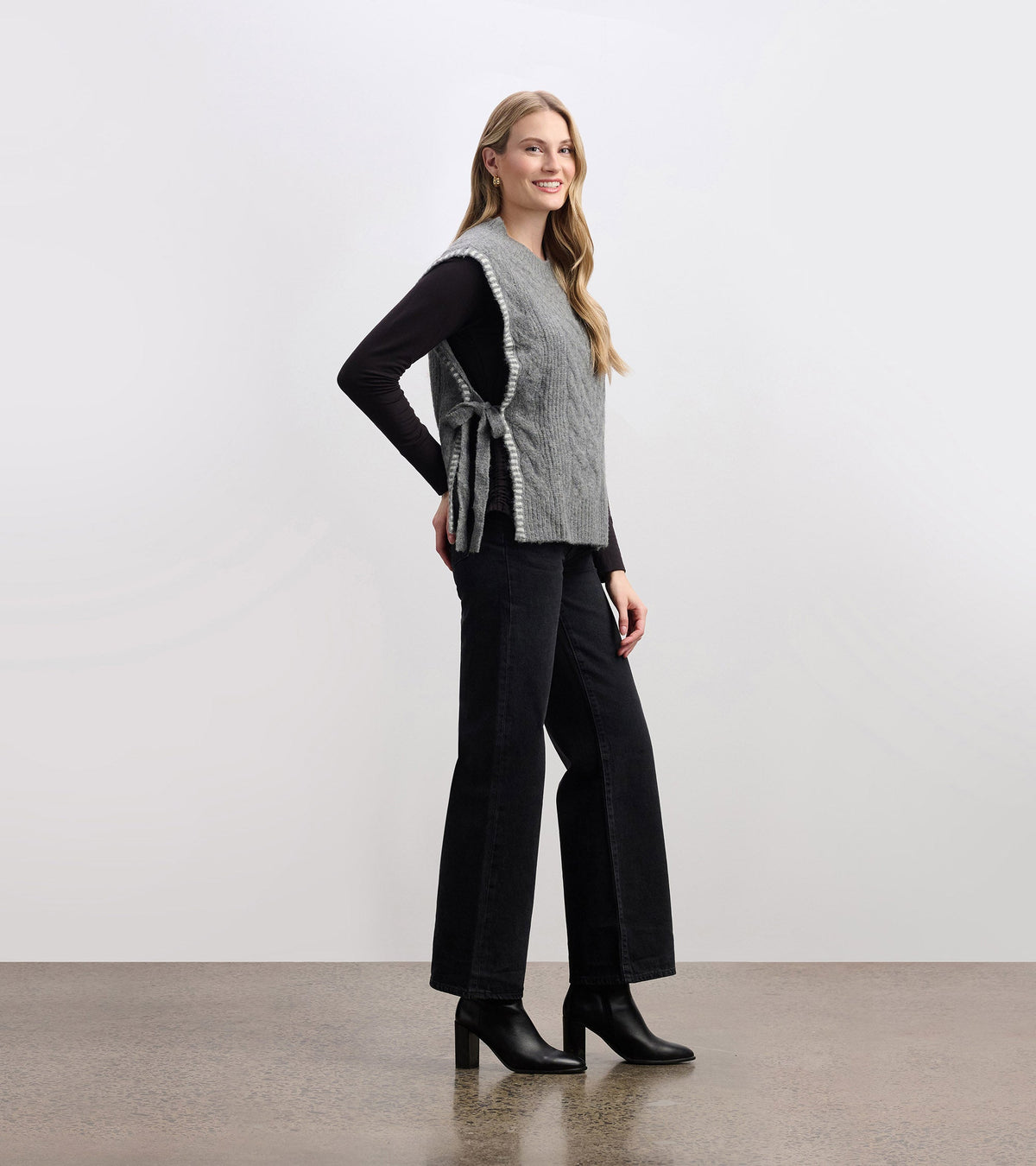 Side-Tie Sweater Vest - Charcoal Melange - Hatley Women