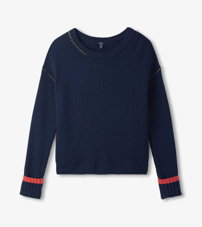 Waffle Knit Sweater - Navy - Hatley Women
