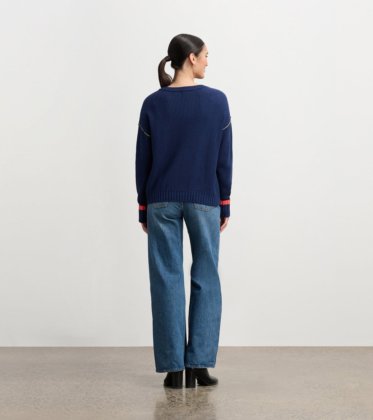 Waffle Knit Sweater - Navy - Hatley Women