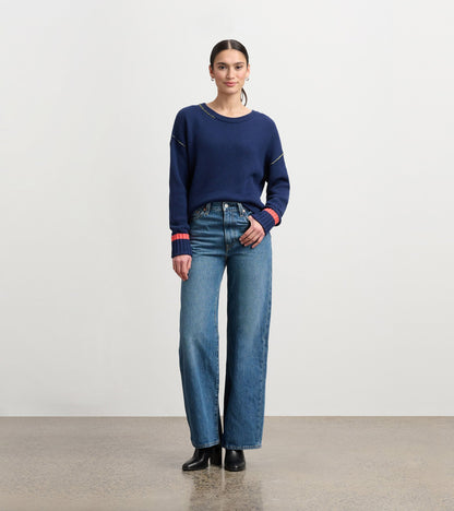 Waffle Knit Sweater - Navy - Hatley Women