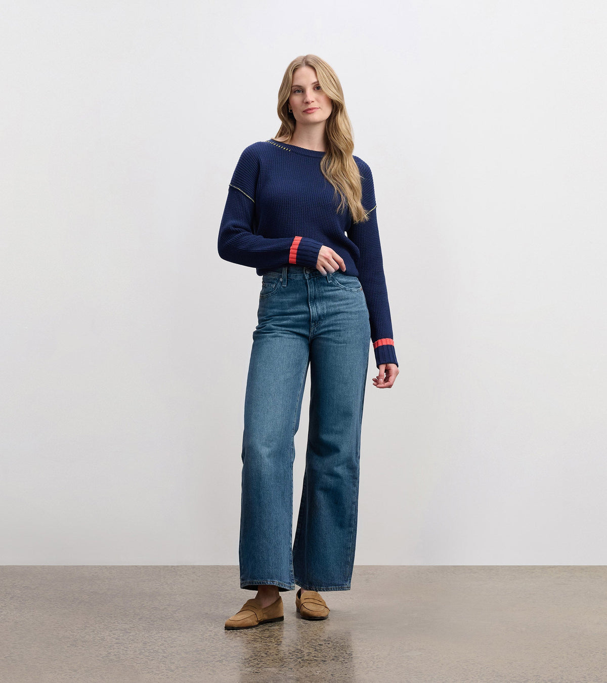 Waffle Knit Sweater - Navy - Hatley Women