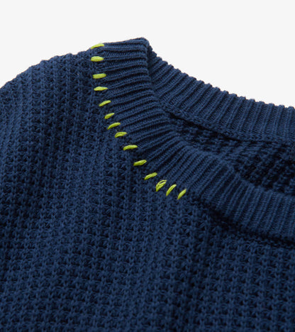 Waffle Knit Sweater - Navy - Hatley Women