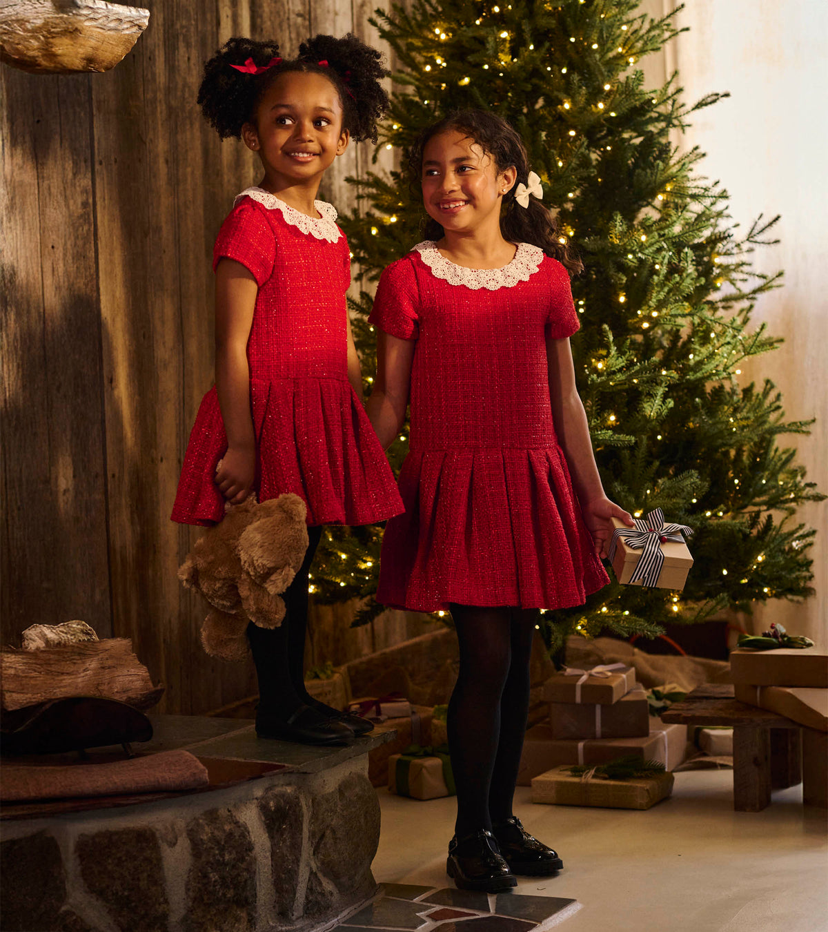 Girls Sparkle Boucle Pleated Lace Collar Dress - Hatley Girls