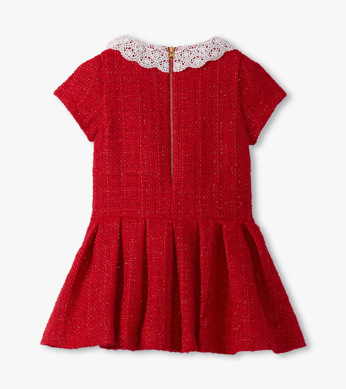Girls Sparkle Boucle Pleated Lace Collar Dress - Hatley Girls