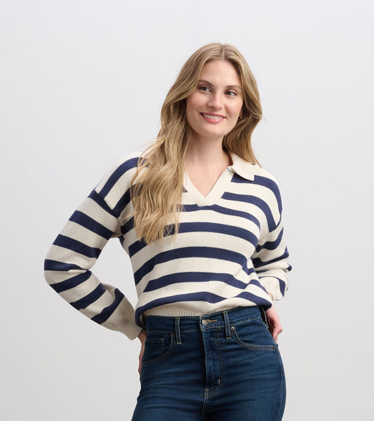 Johnny Collar Sweater - Nautical Stripes - Hatley Women