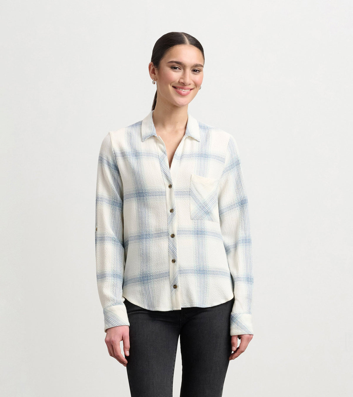 Lila Button Down - Turquoise Plaid - Hatley Women