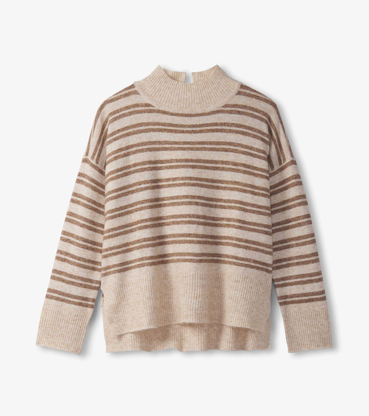 Mock Neck Sweater - Double Stripe Camel - Hatley Women