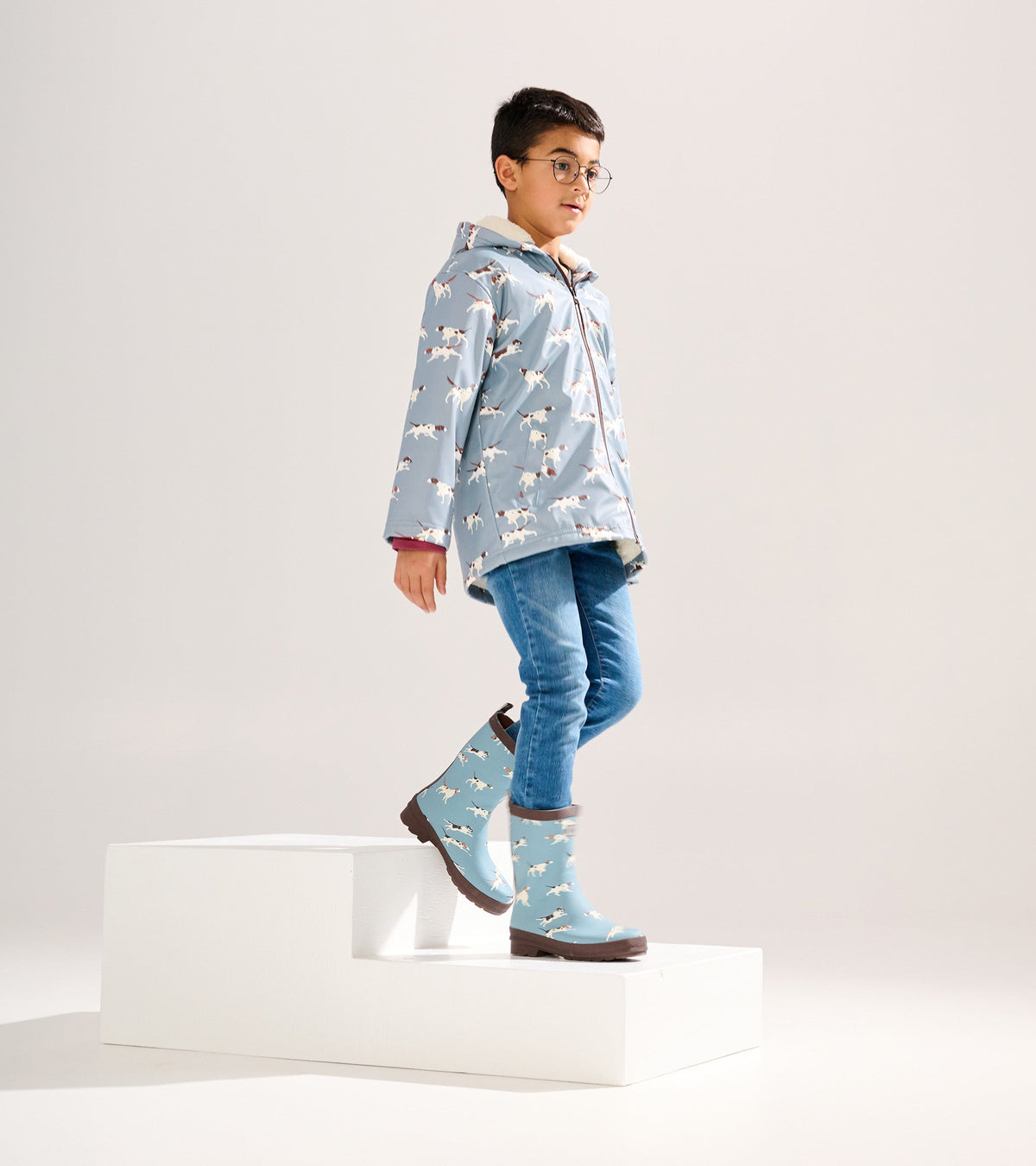 Boys Hunting Dogs Sherpa Lined Zip-Up Rain Jacket - Hatley Boys