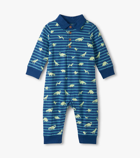 Baby Boys Glow in the Dark Mini Dino Polo Romper - Hatley Baby & Toddler