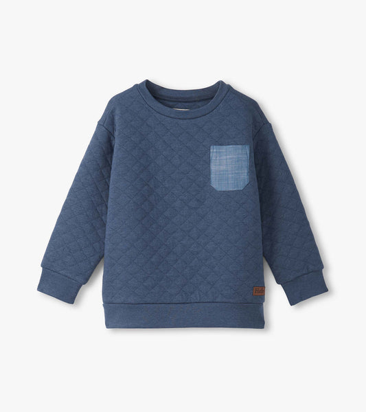 Boys Ensign Blue Quilted Pullover - Hatley Boys