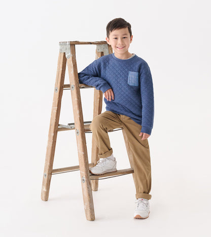 Boys Ensign Blue Quilted Pullover - Hatley Boys