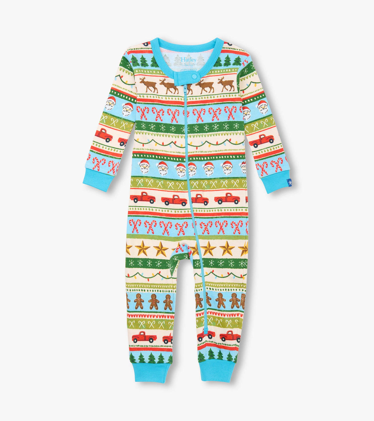 Baby Boys Blue Fun Fair Isle Cotton Sleeper - Hatley Baby & Toddler