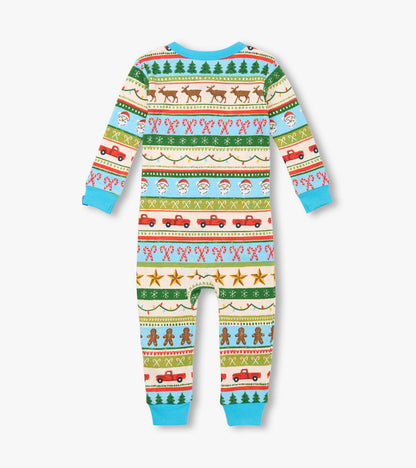 Baby Boys Blue Fun Fair Isle Cotton Sleeper - Hatley Baby & Toddler