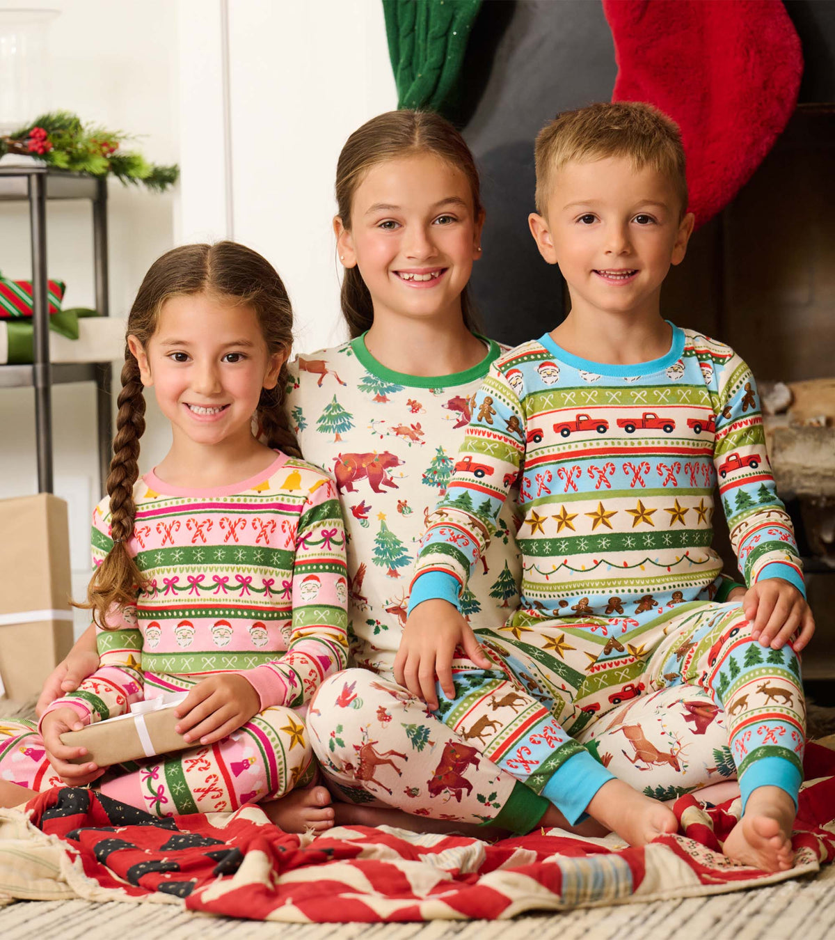 Boys Blue Fun Fair Isle Cotton Pajama Set - Hatley Boys