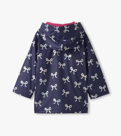 Girls Silver Ribbon Zip-Up Rain Jacket - Hatley Girls