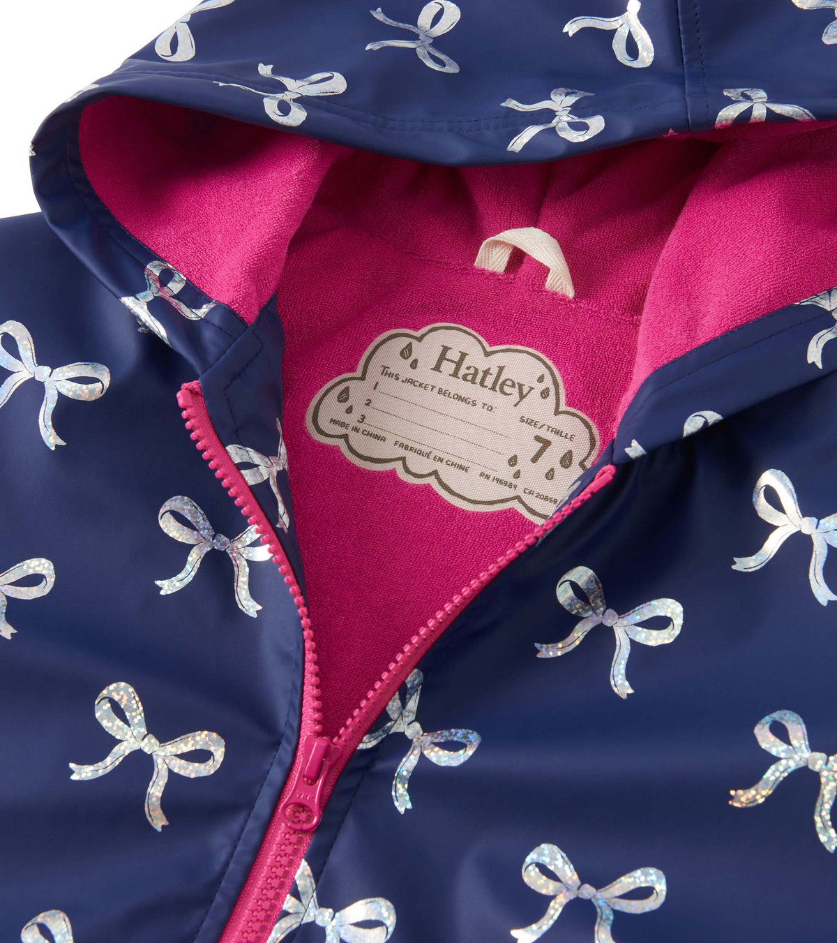 Girls Silver Ribbon Zip-Up Rain Jacket - Hatley Girls