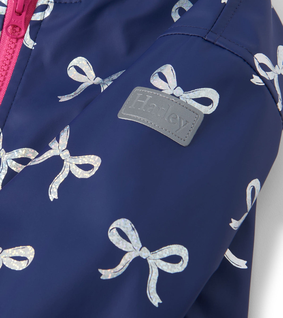 Girls Silver Ribbon Zip-Up Rain Jacket - Hatley Girls