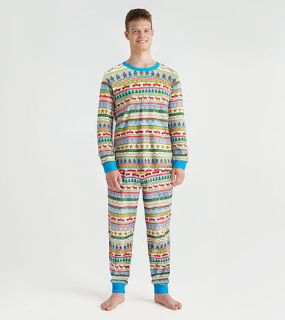 Men's Blue Fun Fair Isle Cotton Pajama Set - Hatley Women