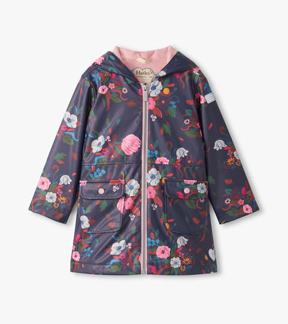Girls Fall Floral Zip-Up Rain Jacket - Hatley Girls