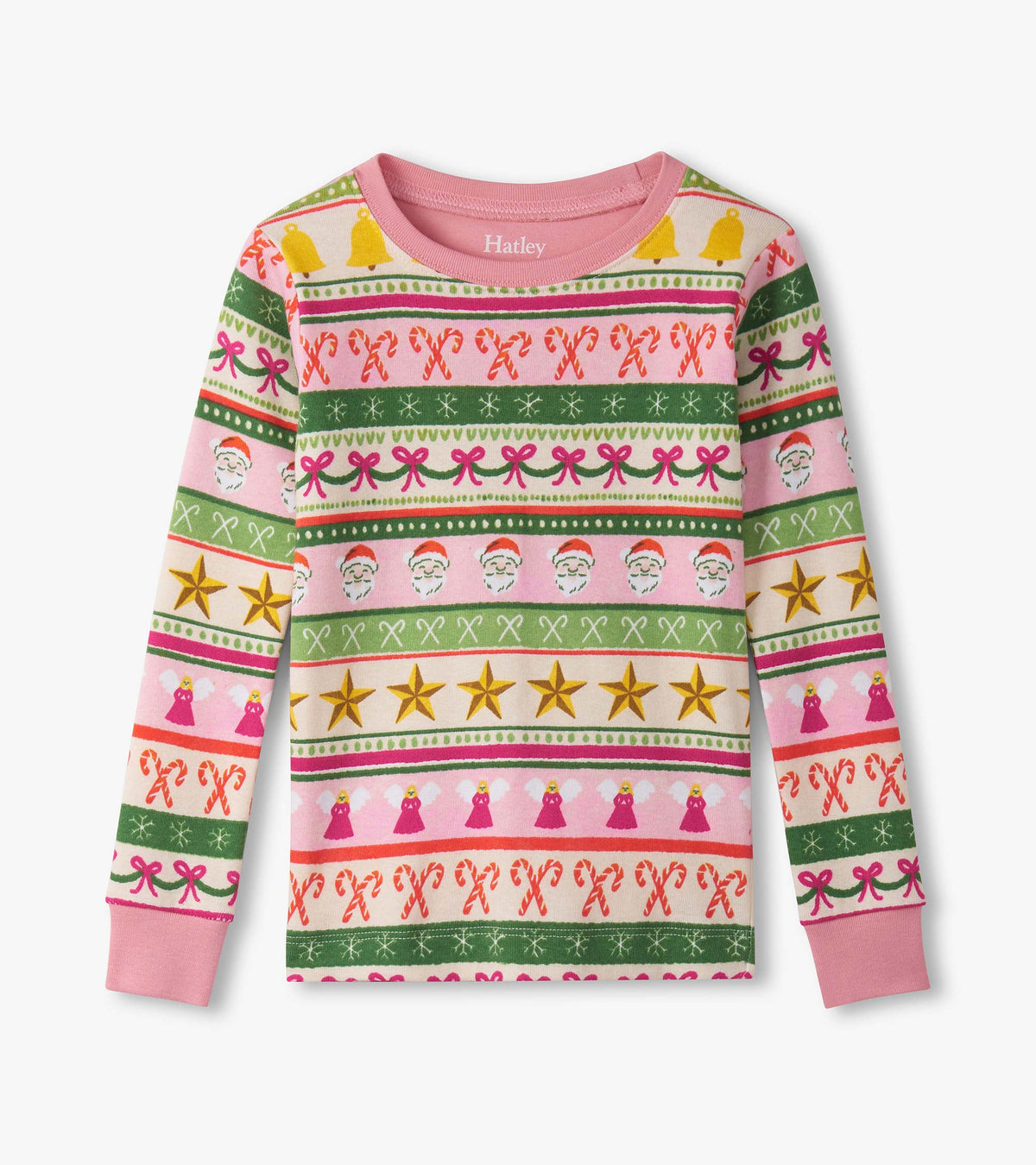 Girls Pink Fun Fair Isle Cotton Pajama Set - Hatley Girls