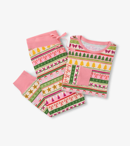 Women's Pink Fun Fair Isle Cotton Pajama Set - Hatley Women