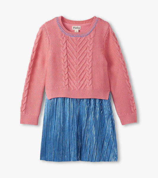 Girls Flamingo Pink Mix Media Dress - Hatley Girls