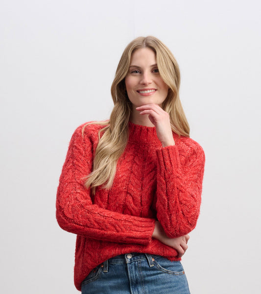 Dylan Cable Knit Sweater - Red - Hatley Women