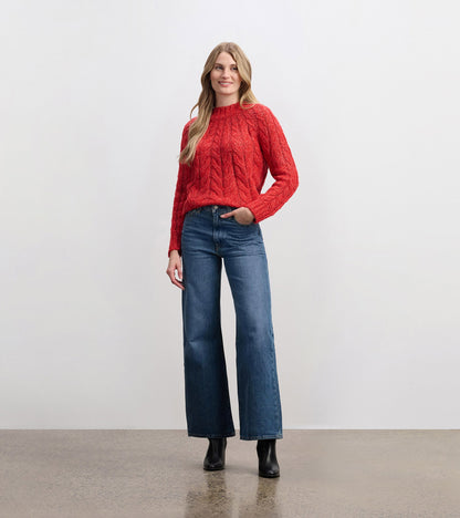Dylan Cable Knit Sweater - Red - Hatley Women