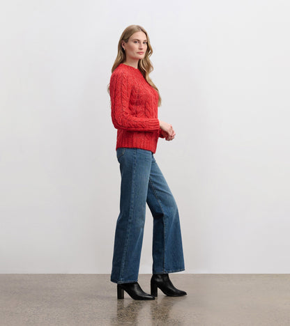 Dylan Cable Knit Sweater - Red - Hatley Women