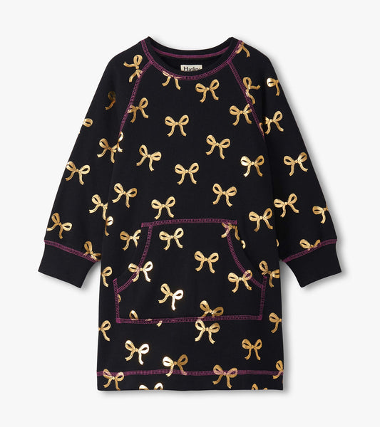 Girls Gold Bows Sweater Dress - Hatley Girls