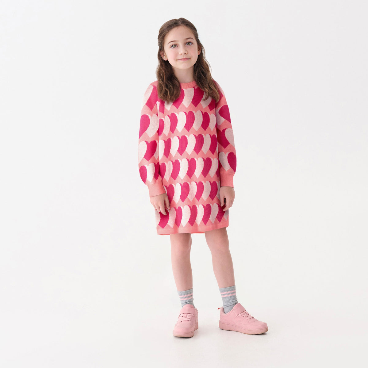Girls Graphic Hearts Swing Sweater Dress - Hatley Girls