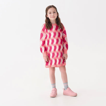 Girls Graphic Hearts Swing Sweater Dress - Hatley Girls