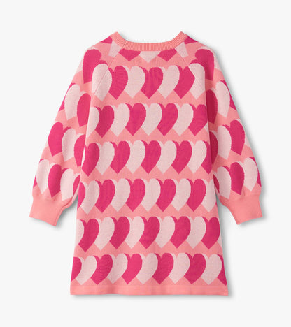 Girls Graphic Hearts Swing Sweater Dress - Hatley Girls