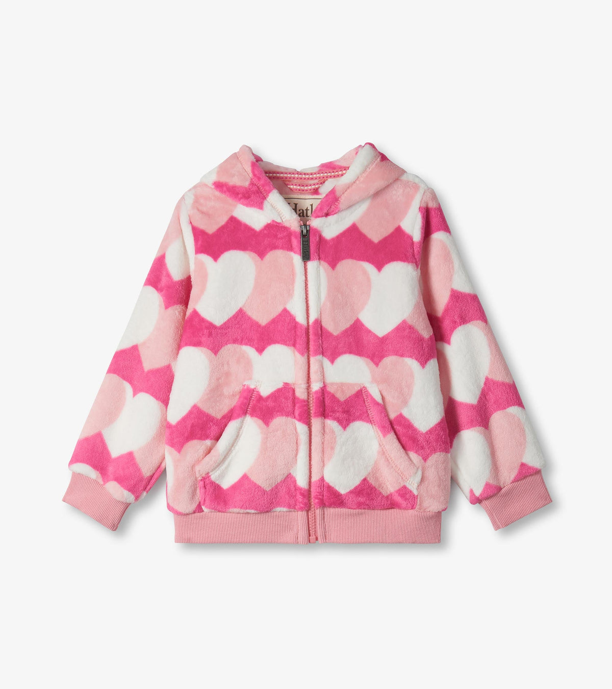 Girls Graphic Hearts Fleece Zip-Up Hoodie - Hatley Girls