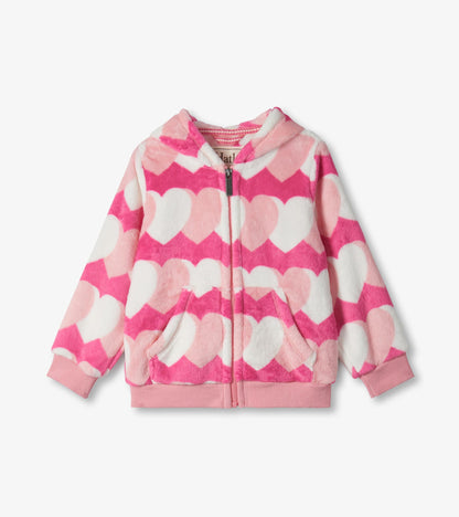 Girls Graphic Hearts Fleece Zip-Up Hoodie - Hatley Girls