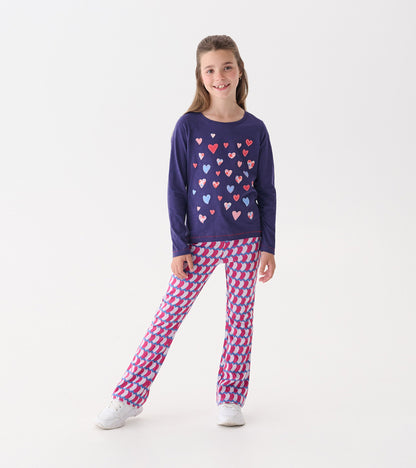 Girls Graphic Hearts Fun Waist Flare Pants - Hatley Girls