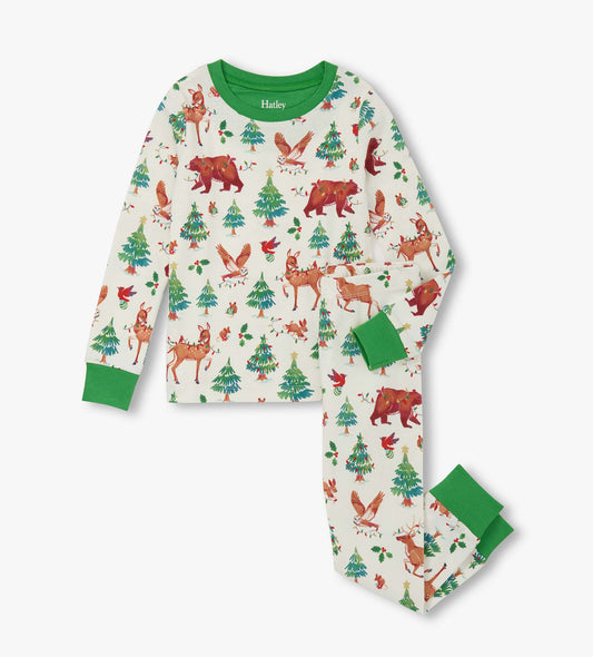 Girls Holiday Animals Cotton Pajama Set - Hatley Girls