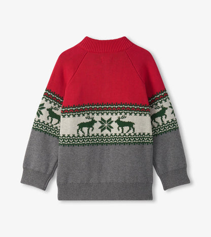 Boys Holiday Elk Mockneck Sweater - Hatley Boys