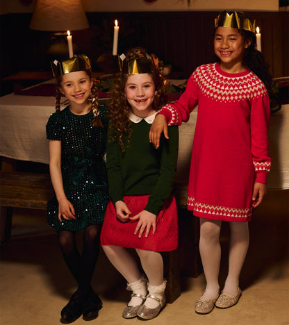 Girls Holiday Fair Isle Swing Sweater Dress - Hatley Girls