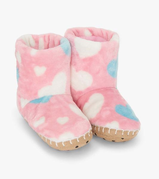 Girls Big Hearts Fuzzy Fleece Slippers - Hatley Girls