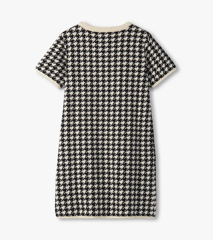 Girls Houndstooth Sweater Dress with Faux Fur Pockets - Hatley Girls